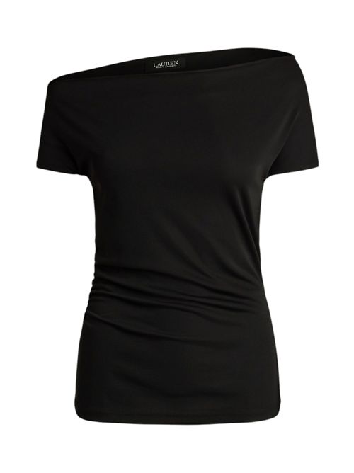 t-shirt donna in jersey nero Ralph Lauren | 200963913002